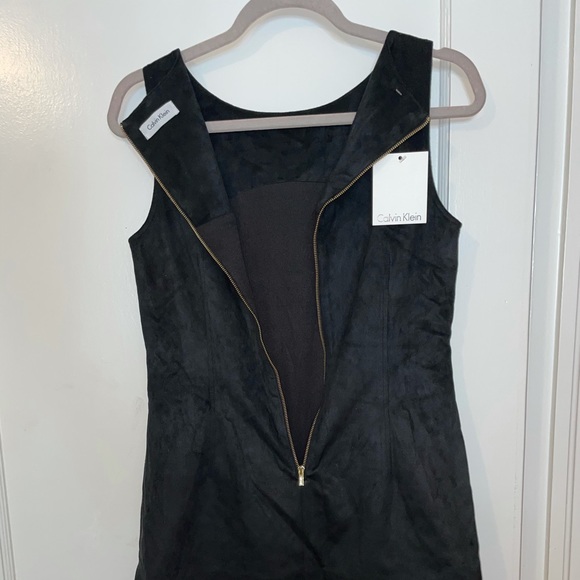 NWT Calvin Klein Black Suede Fringe Dress - Picture 5 of 10